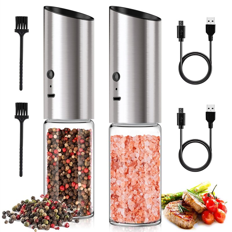 Zli Electric Salt And Pepper Grinder Set Large Capacity Salt And Pepper Shaker Refillable Usb